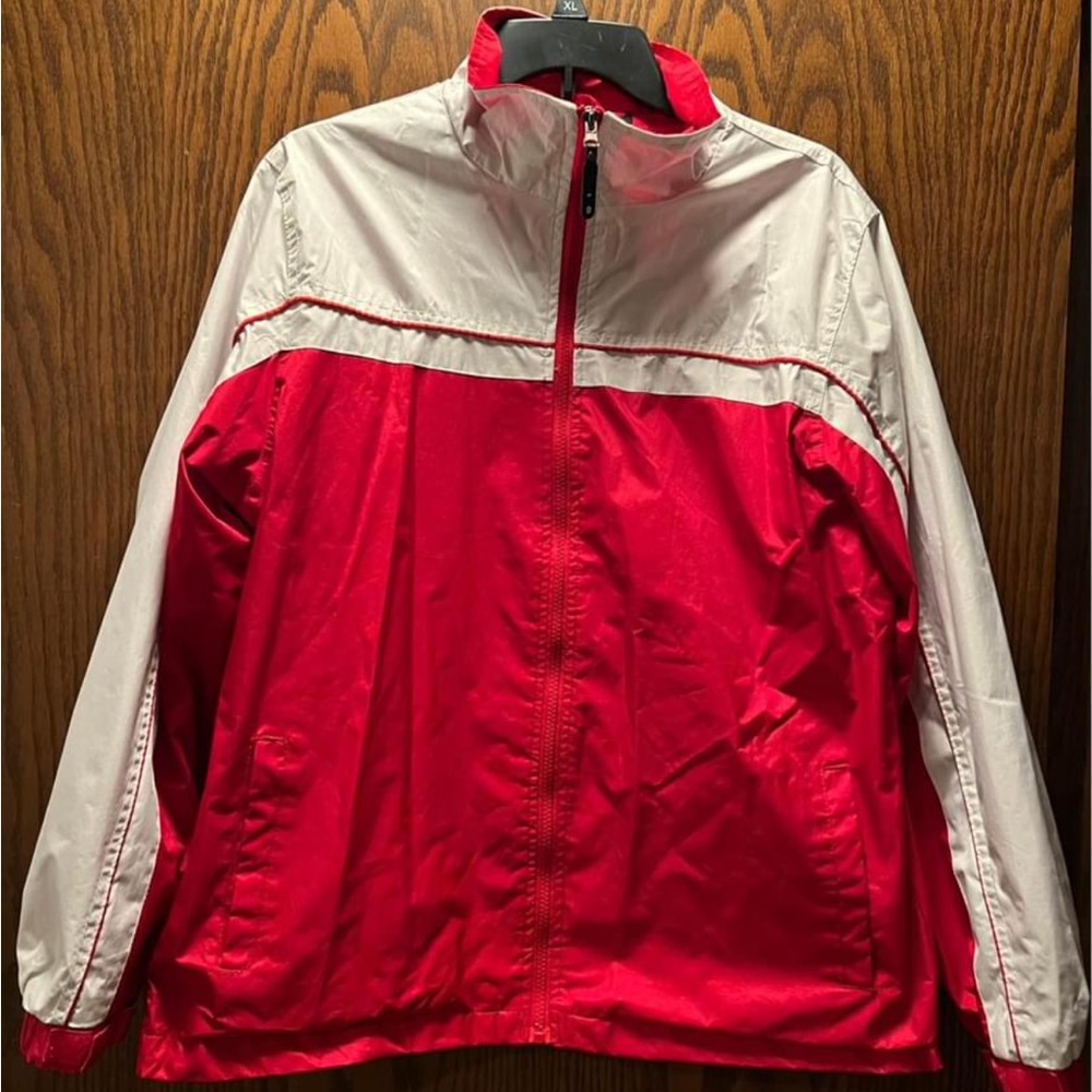 Red and White Rain Coat